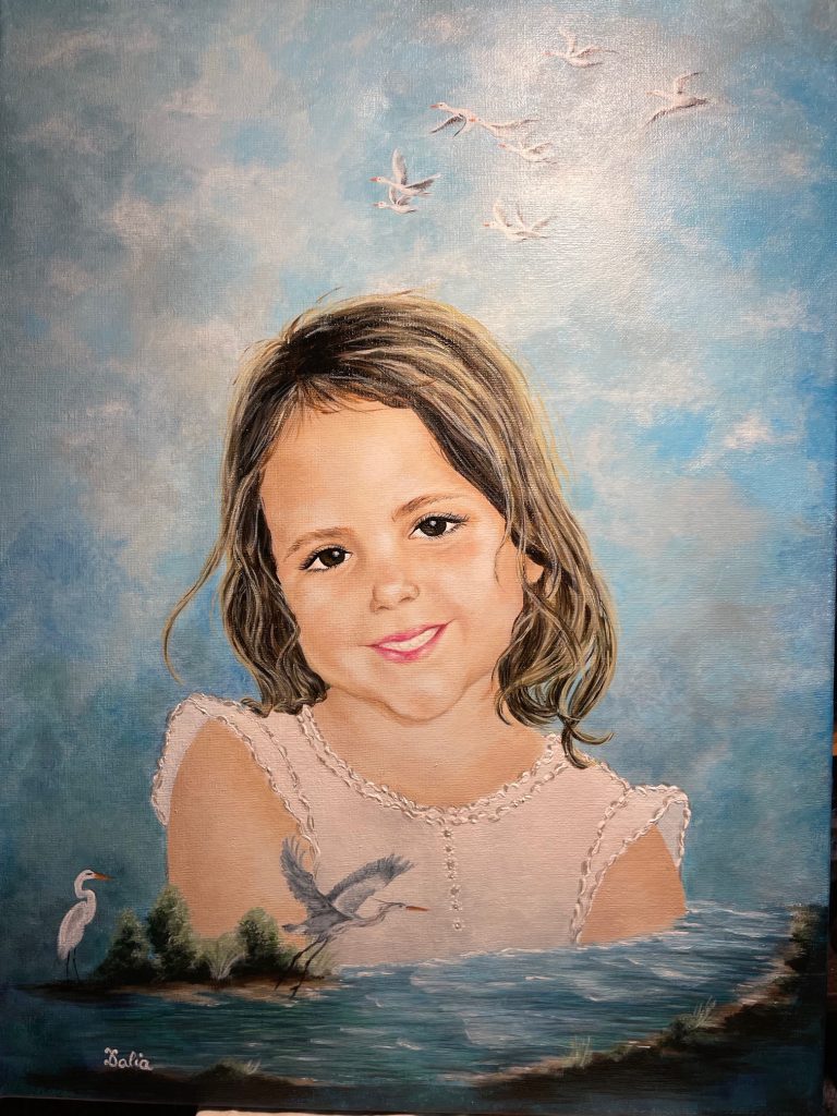 Sweet girl portrait, acrylic, by artist Dalia Quay